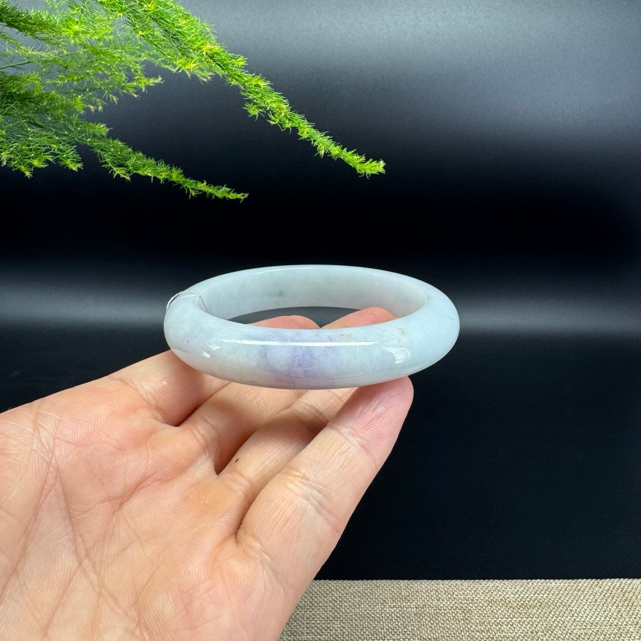 Genuine Burmese Lavender Green Jade Jadeite Bangle Bracelet ( 57.4mm )