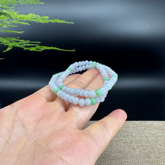 Natural Jadeite Jade Round Lavender Green Beads Bracelet ( 5.5 mm )