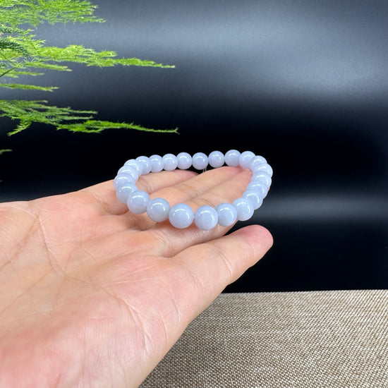 RealJade® Co. Genuine Jadeite Jade Round Light Lavender Beads Bracelet (8 mm)