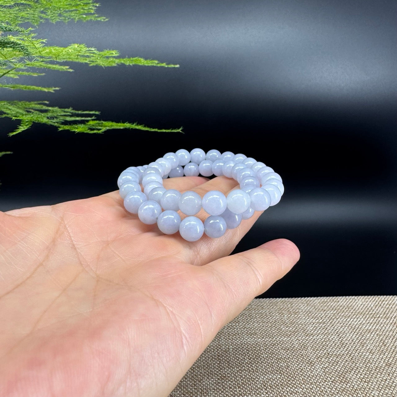 RealJade® Co. Genuine Jadeite Jade Round Light Lavender Beads Bracelet (8 mm)