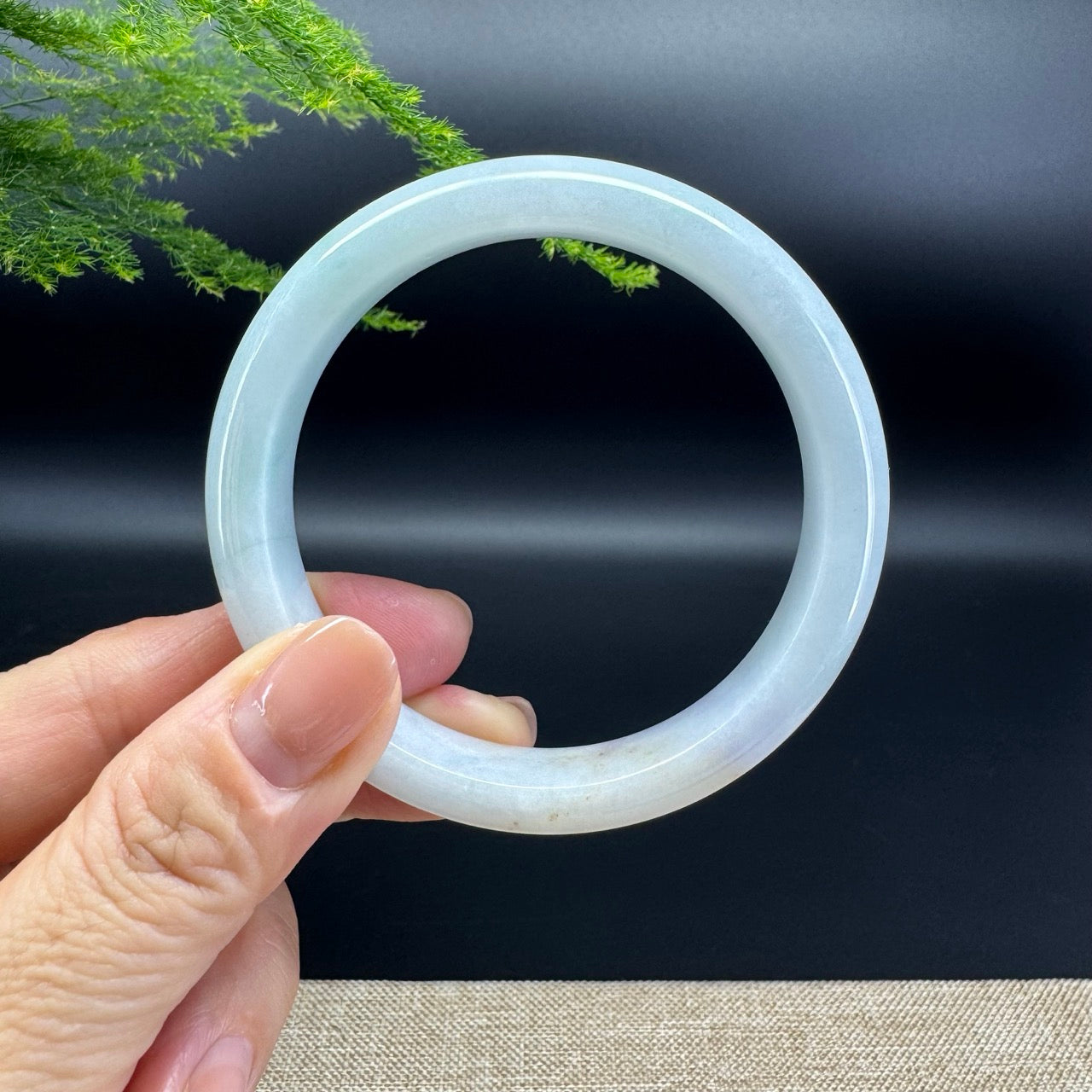 Genuine Burmese Lavender Green Jade Jadeite Bangle Bracelet ( 57.4mm )