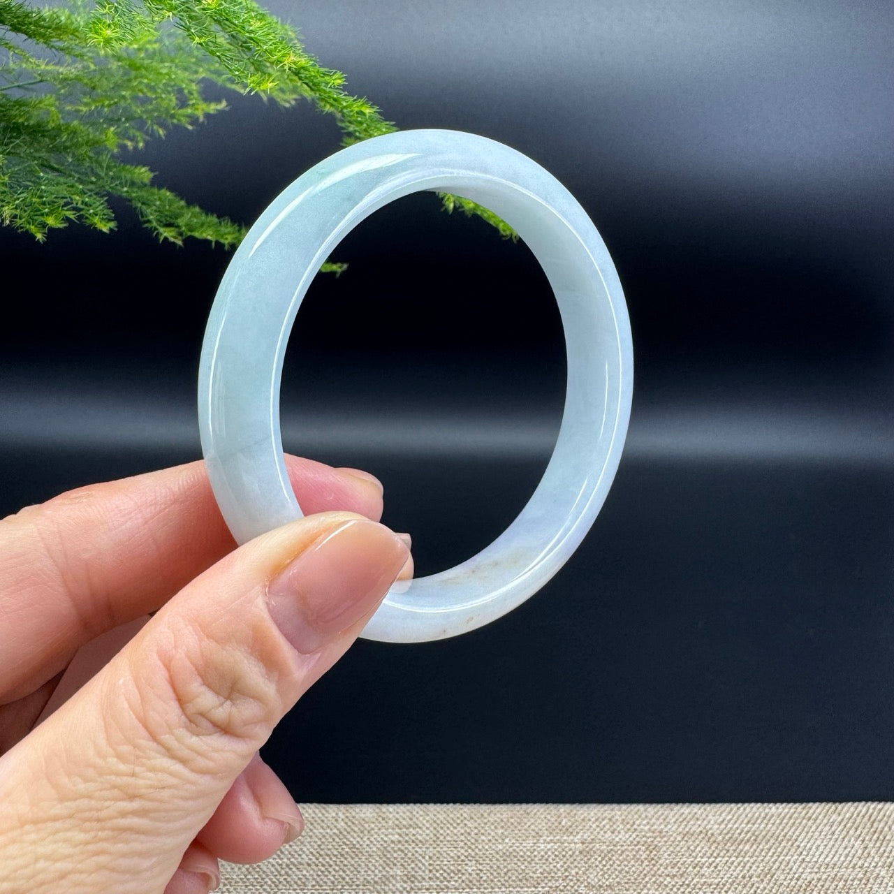 Genuine Burmese Lavender Green Jade Jadeite Bangle Bracelet ( 57.4mm )