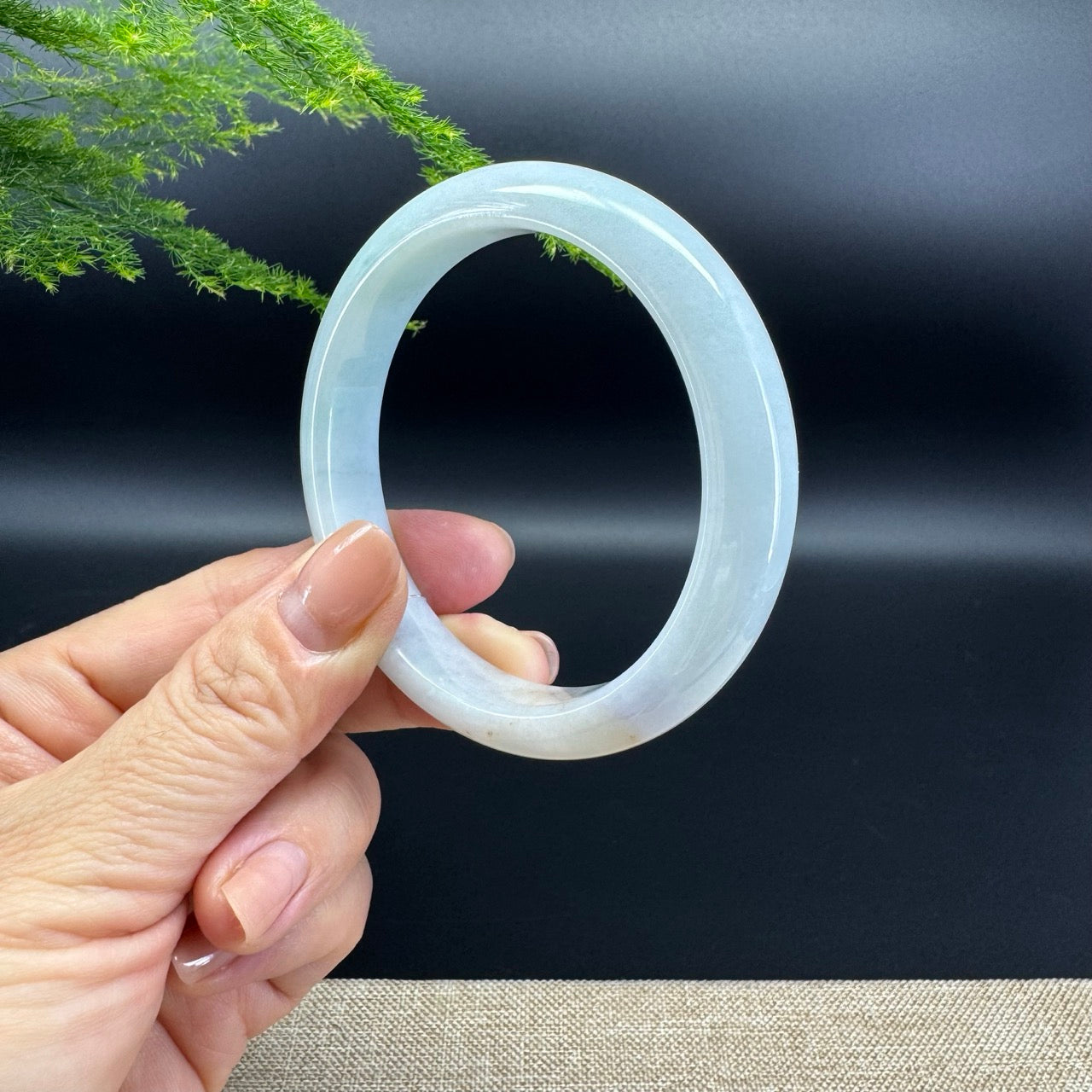 Genuine Burmese Lavender Green Jade Jadeite Bangle Bracelet ( 57.4mm )