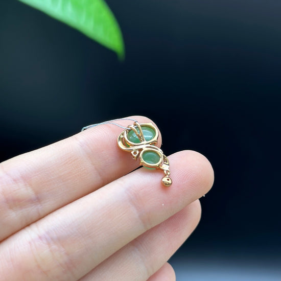 RealJade 18k Rose Gold Genuine Green Jadeite Jade Pendant