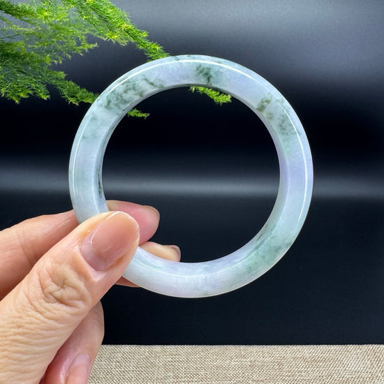 Genuine Burmese Lavender Oil Green Jade Jadeite Bangle Bracelet ( 57.2mm )