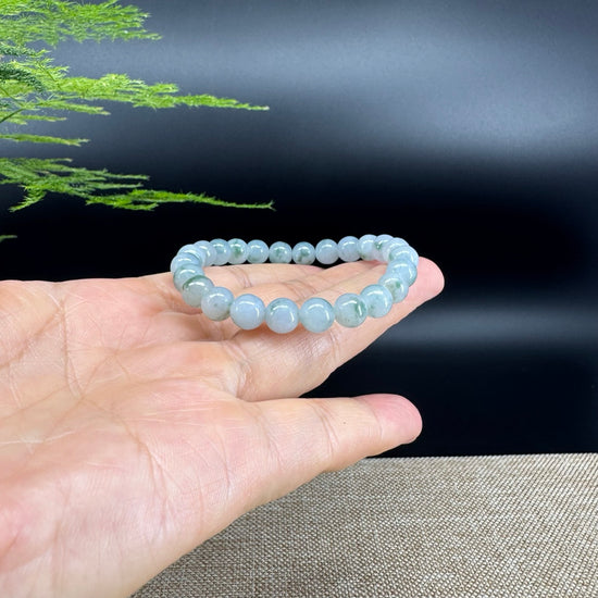 RealJade® Co. Genuine Jadeite Jade Round Green Beads Bracelet (7 mm)