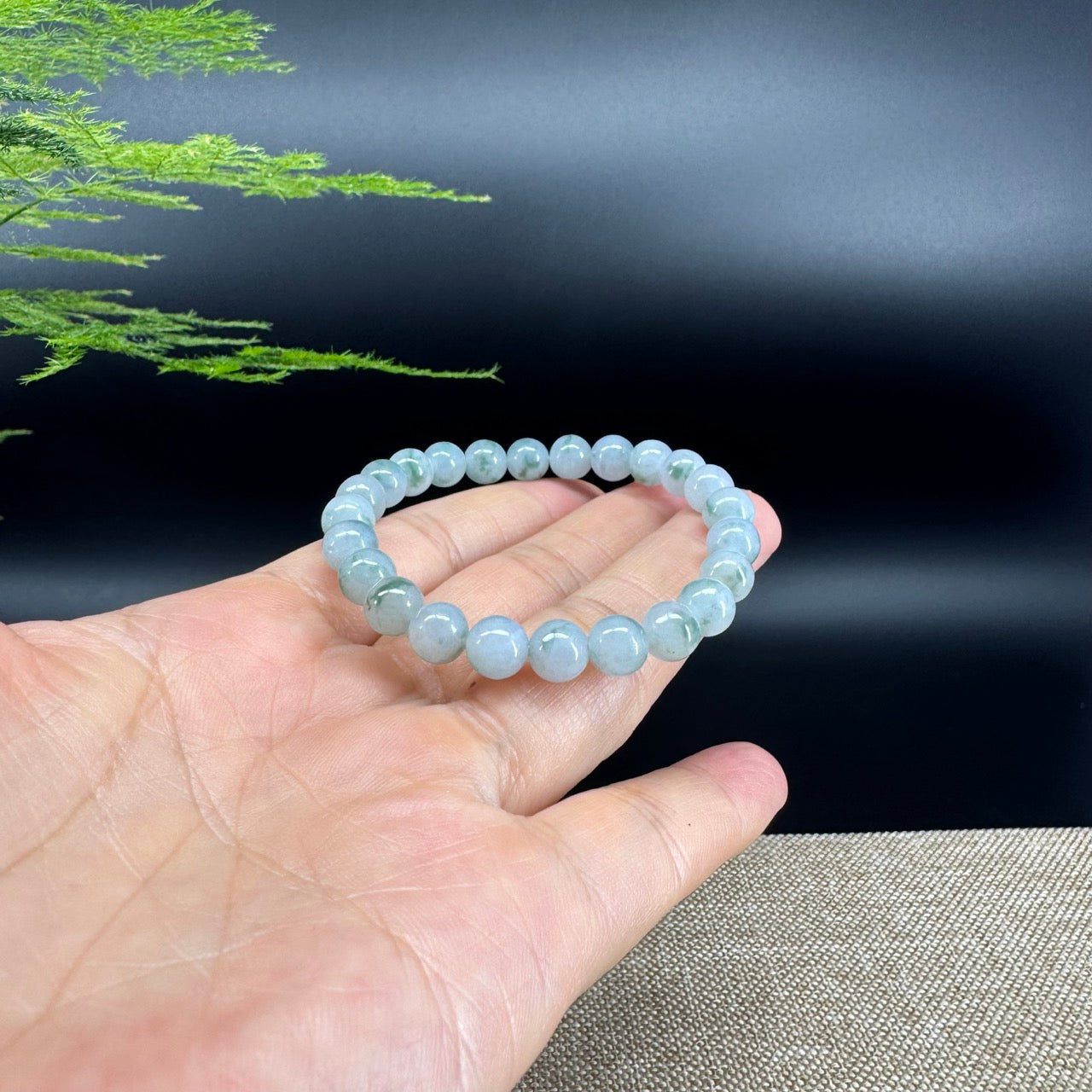 RealJade® Co. Genuine Jadeite Jade Round Green Beads Bracelet (7 mm)