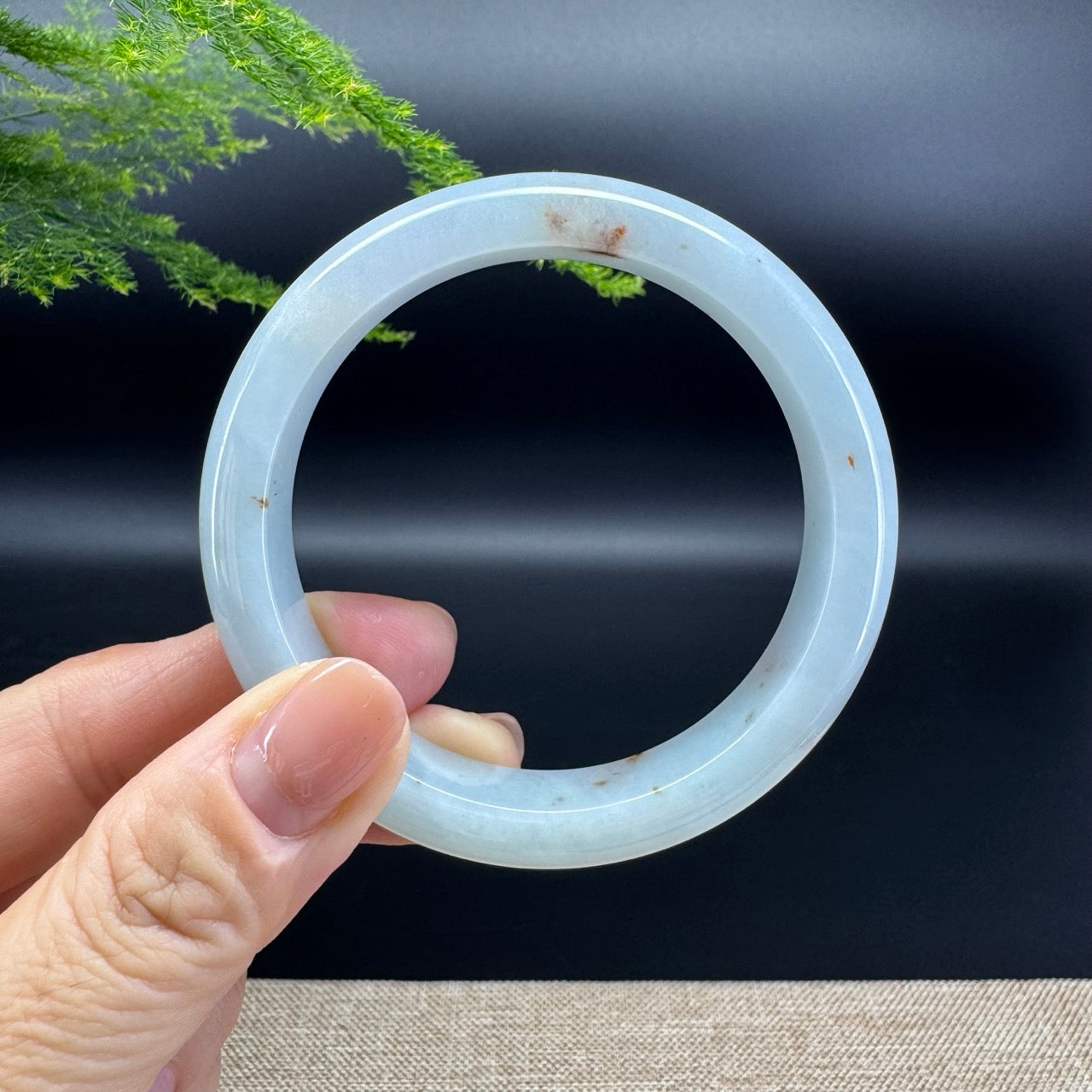 Genuine Burmese Lavender Green Jade Jadeite Bangle Bracelet ( 57mm )