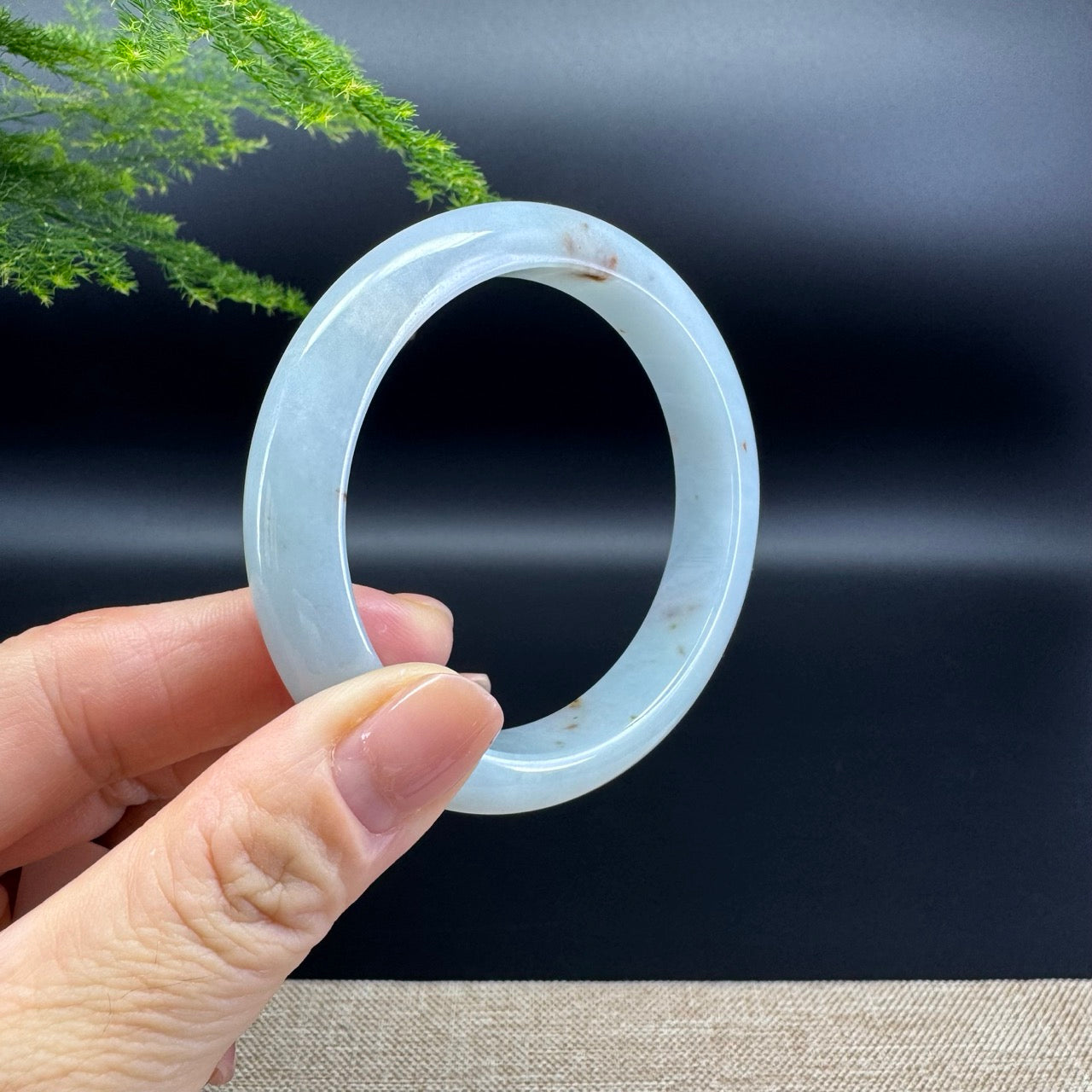 Genuine Burmese Lavender Green Jade Jadeite Bangle Bracelet ( 57mm )