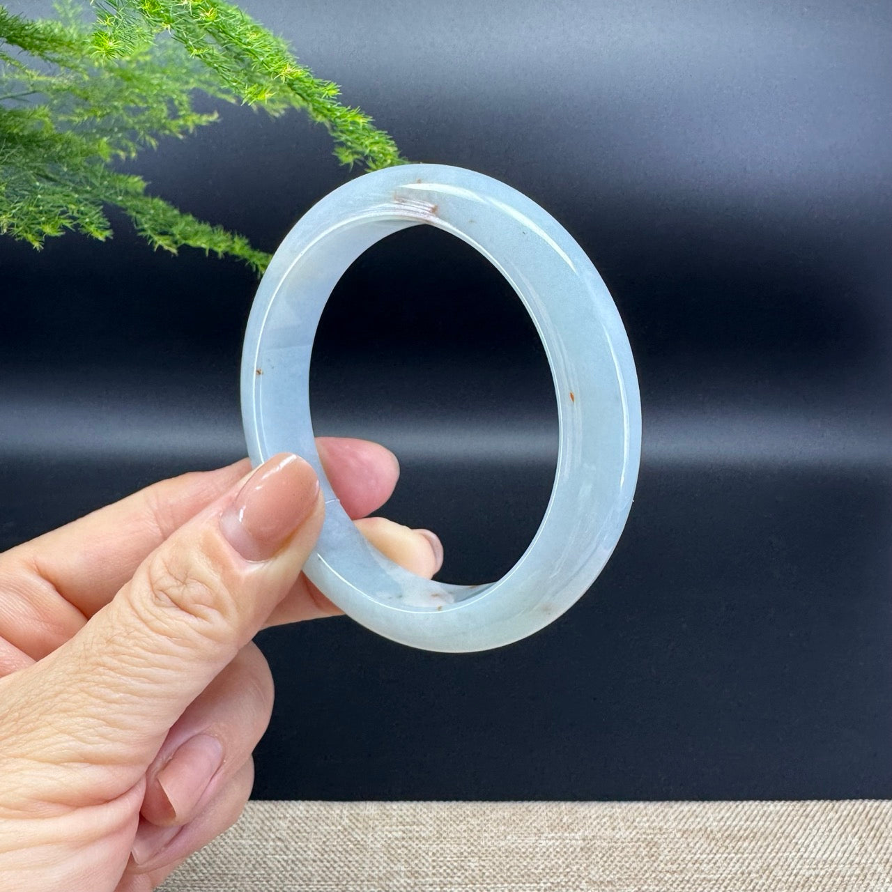 Genuine Burmese Lavender Green Jade Jadeite Bangle Bracelet ( 57mm )