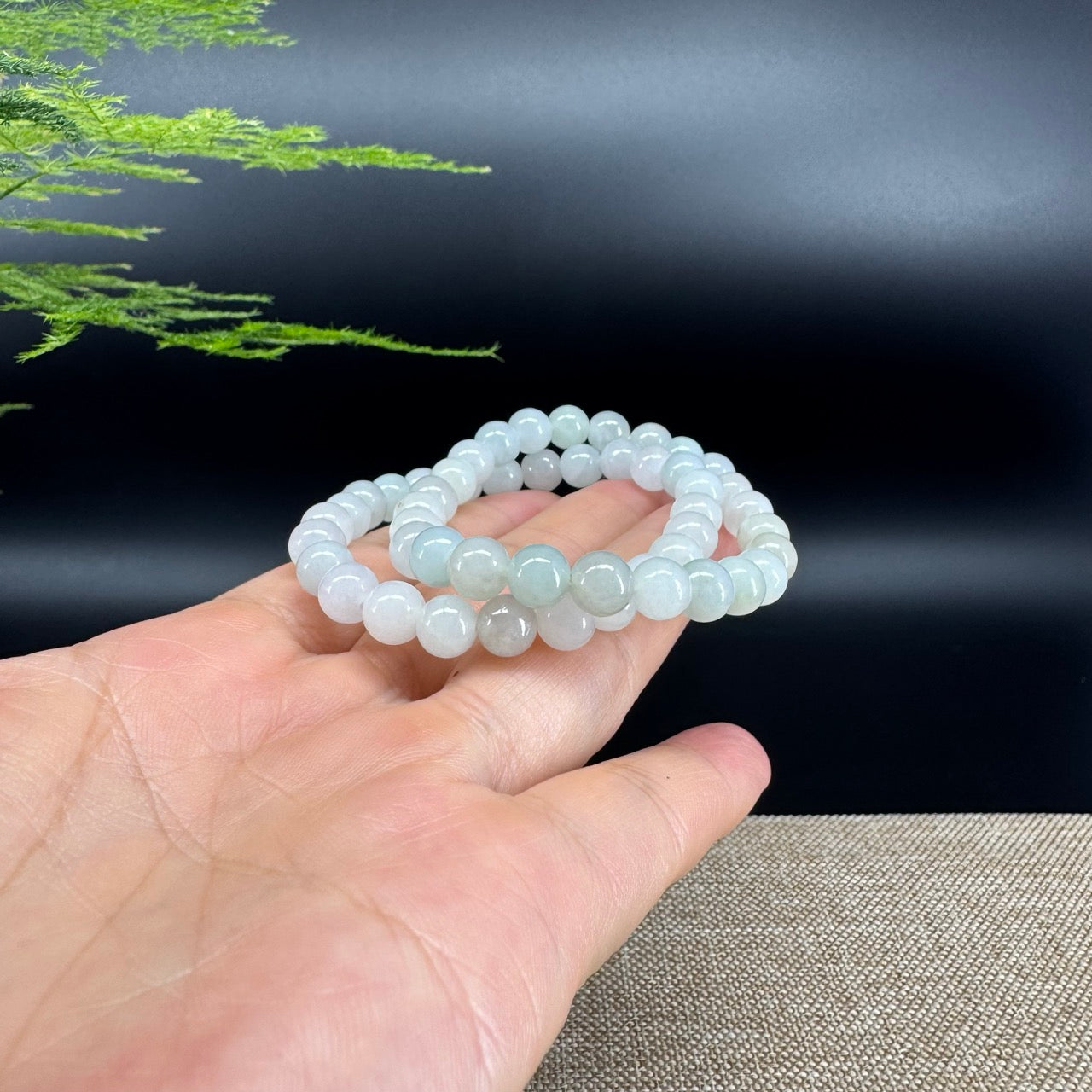 RealJade® Co. Genuine Jadeite Jade Round Icy Green Beads Bracelet (7 mm)