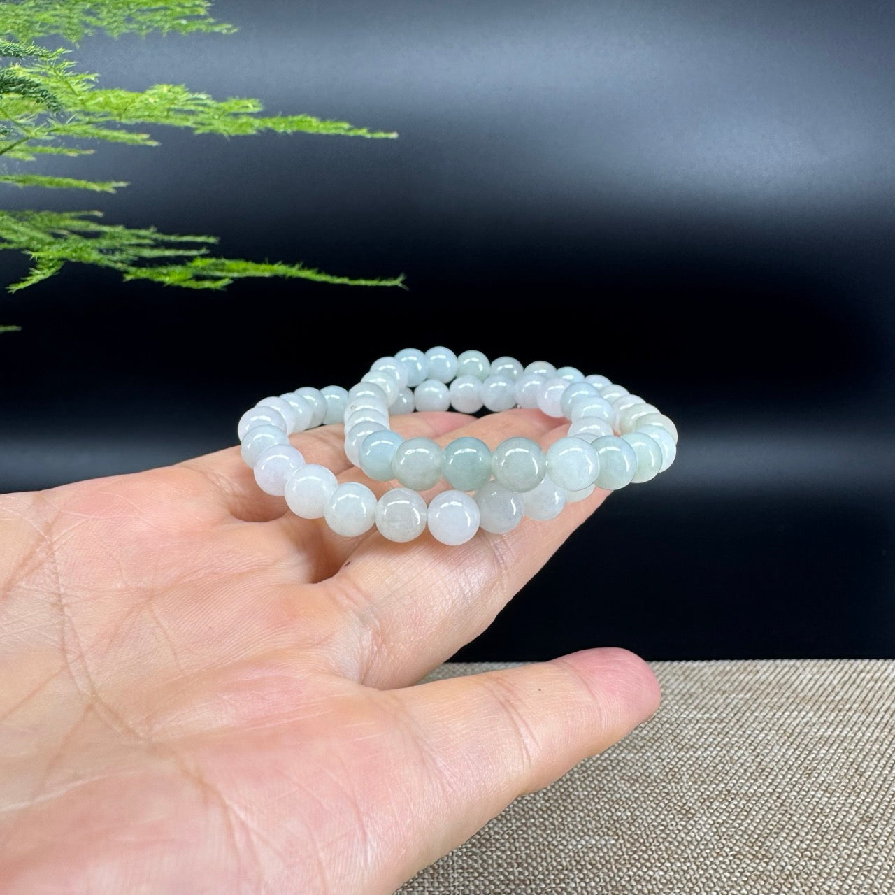 RealJade® Co. Genuine Jadeite Jade Round Icy Green Beads Bracelet (7 mm)