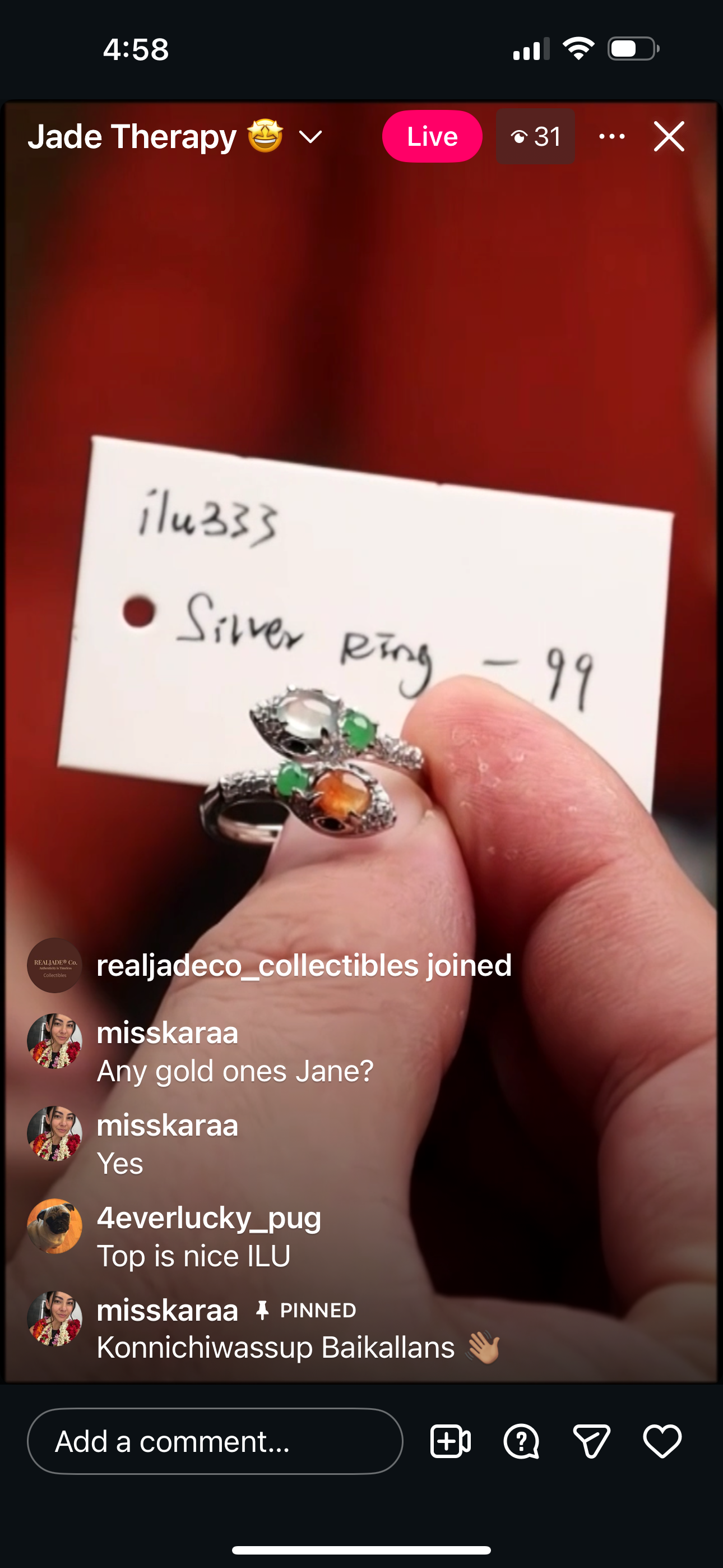 "Live" Sterling Silver Natural Multi Color Jadeite Jade Bypass Ring w/ CZ (11/13/25)