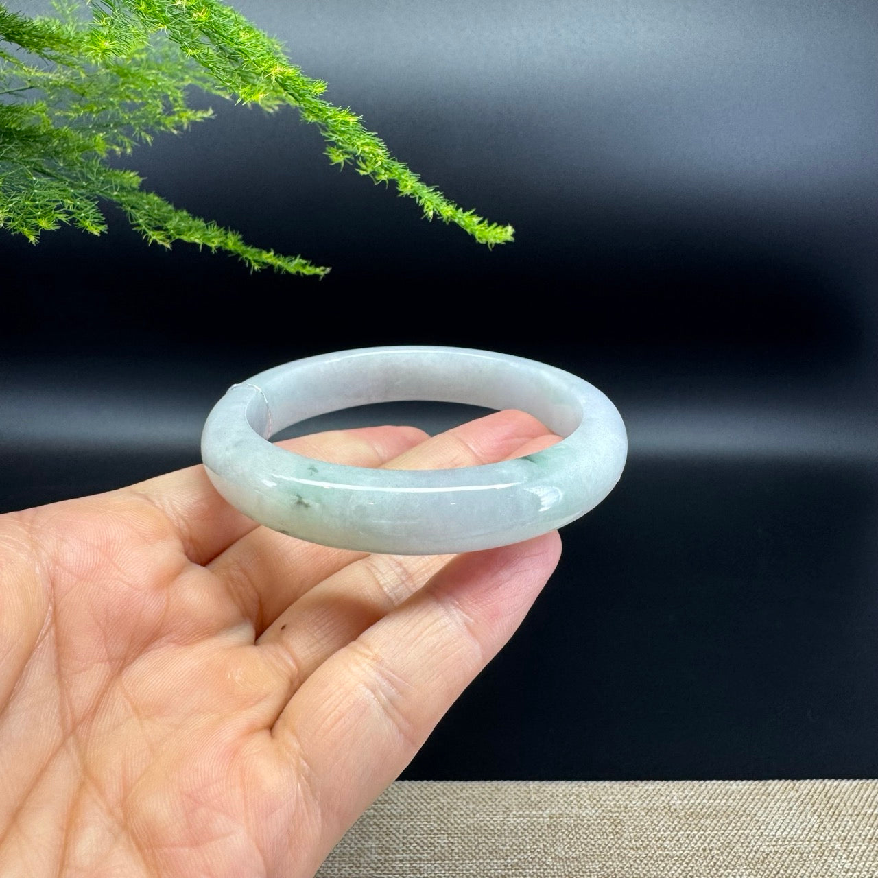 Genuine Burmese Icy Green Jade Jadeite Bangle Bracelet ( 57.7mm )