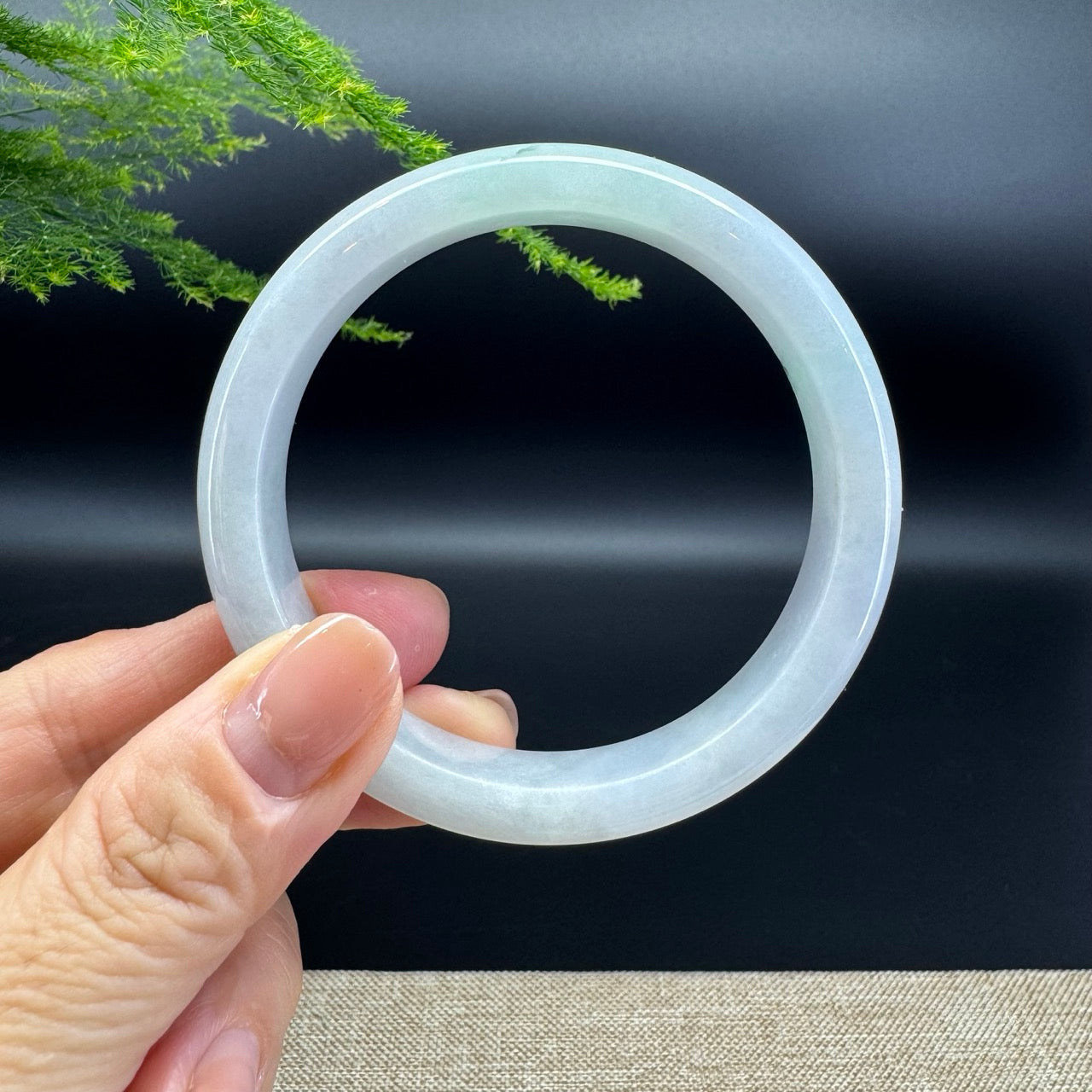 Genuine Burmese Icy Green Jade Jadeite Bangle Bracelet ( 57.7mm )