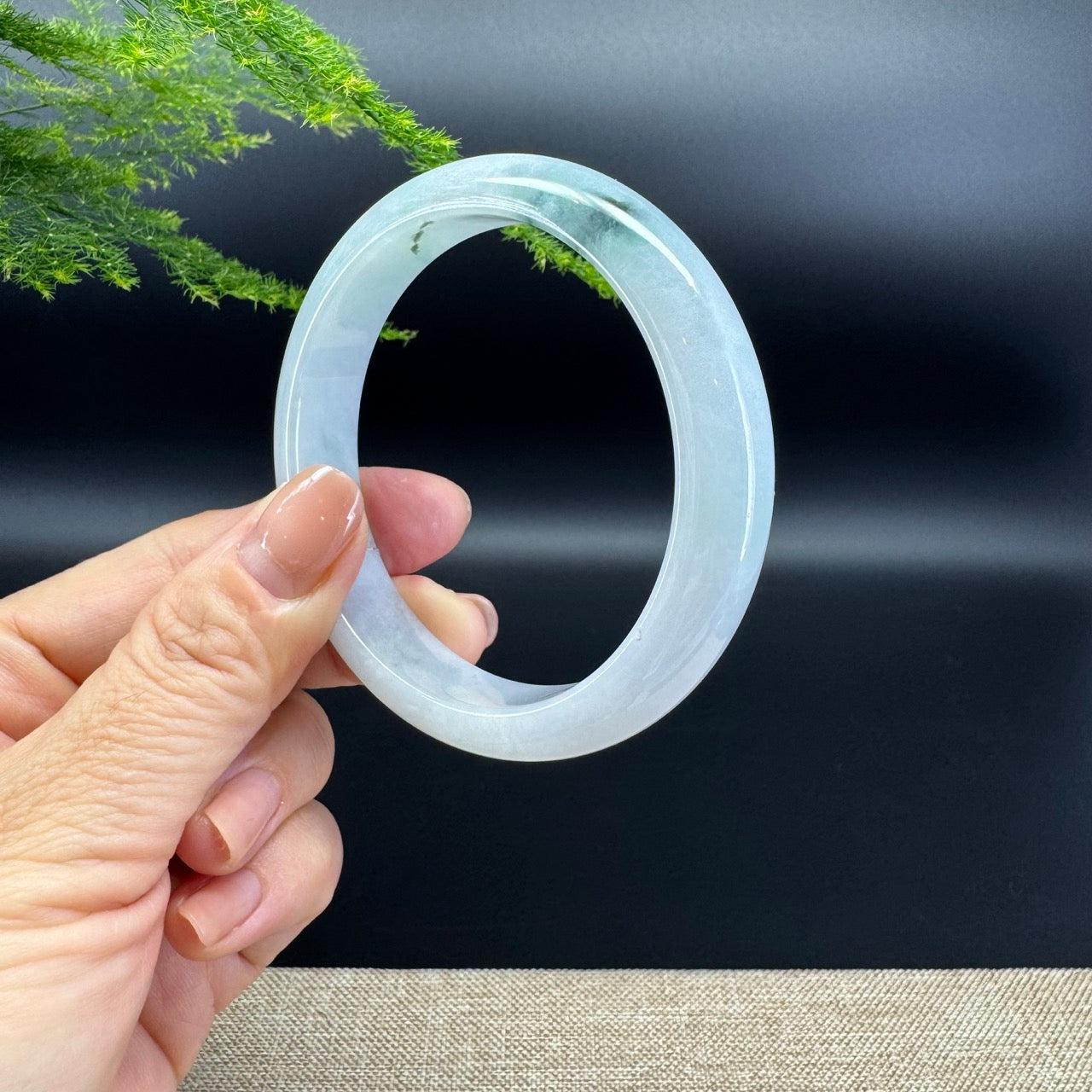 Genuine Burmese Icy  Green Jade Jadeite Bangle Bracelet ( 57.6mm )