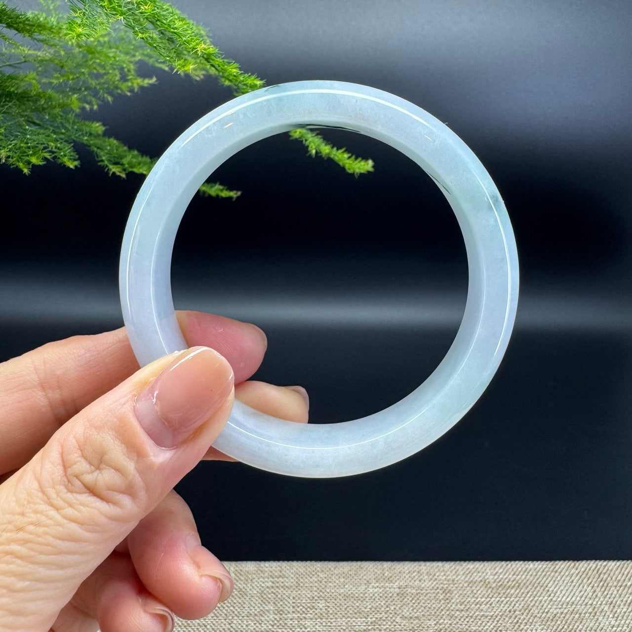 Genuine Burmese Icy  Green Jade Jadeite Bangle Bracelet ( 57.6mm )