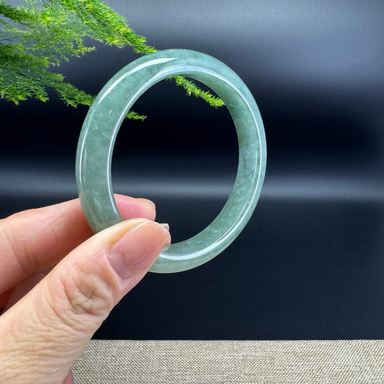 Genuine Burmese Oil Green Jade Jadeite Bangle Bracelet ( 57.2mm )