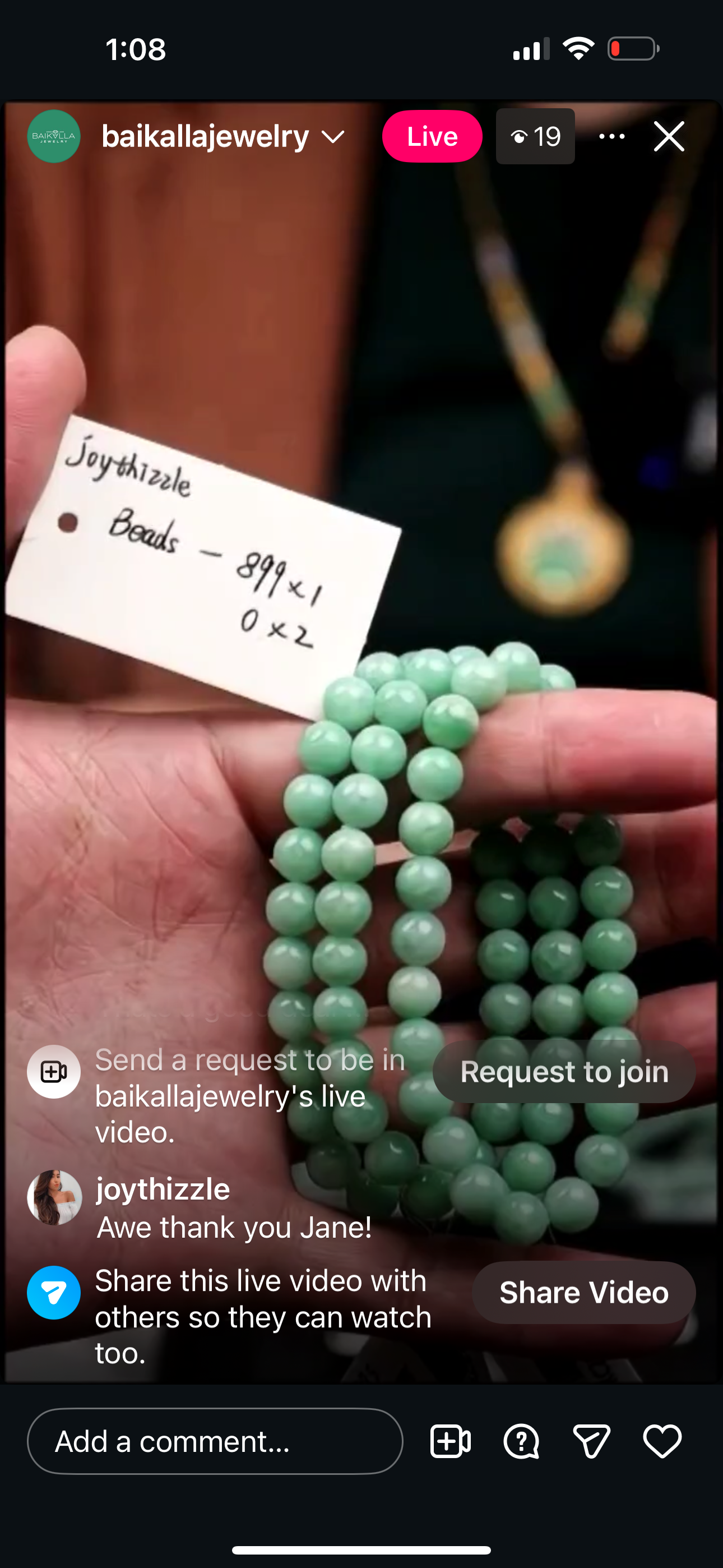 "Live" Blue-Green Jadeite Jade Bead Bracelet (12/1/25)