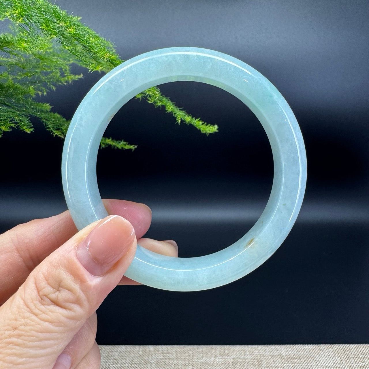 Genuine Burmese  Apple Green Jade Jadeite Bangle Bracelet ( 57mm )