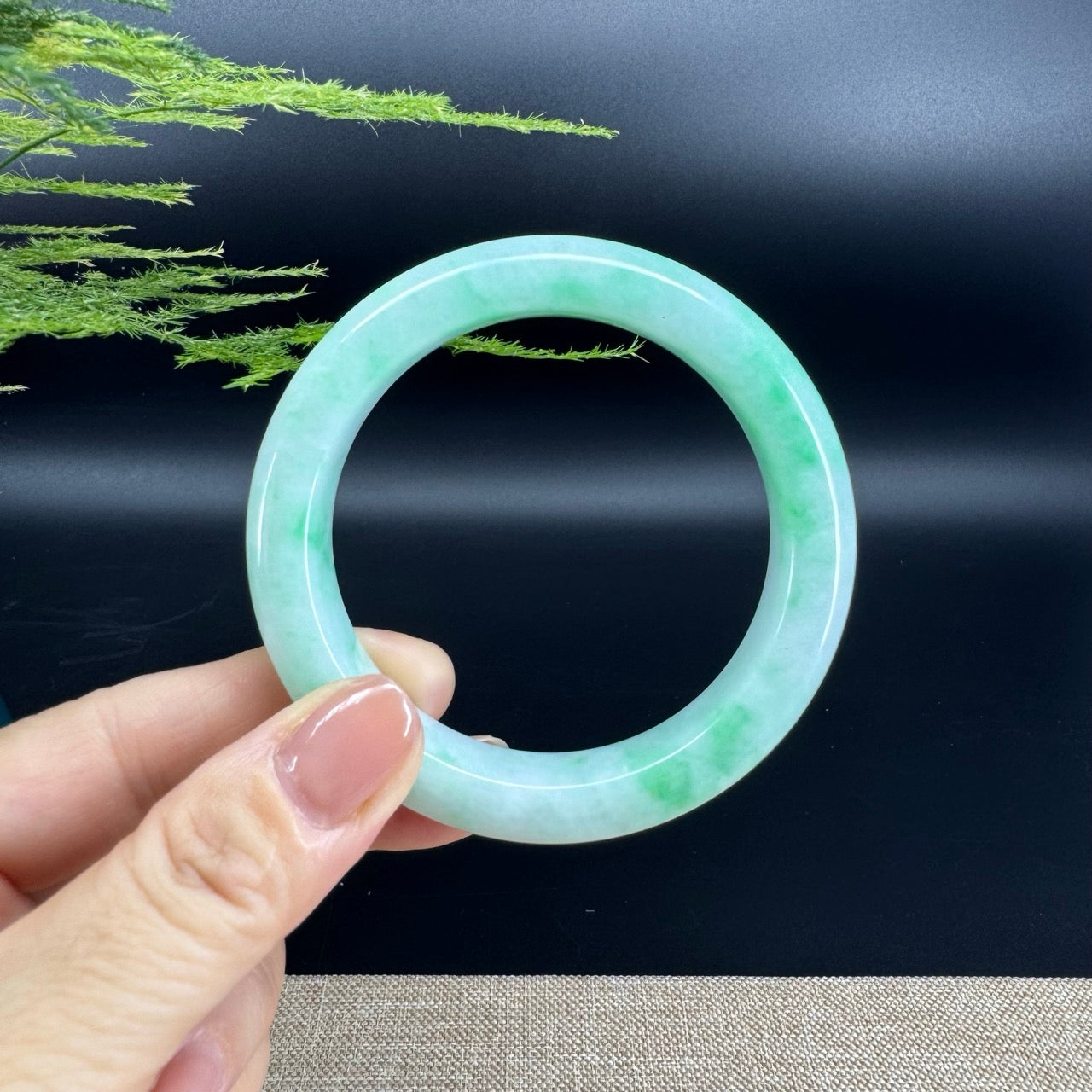 Genuine Burmese Green Jade Jadeite Bangle Bracelet (55.8mm)
