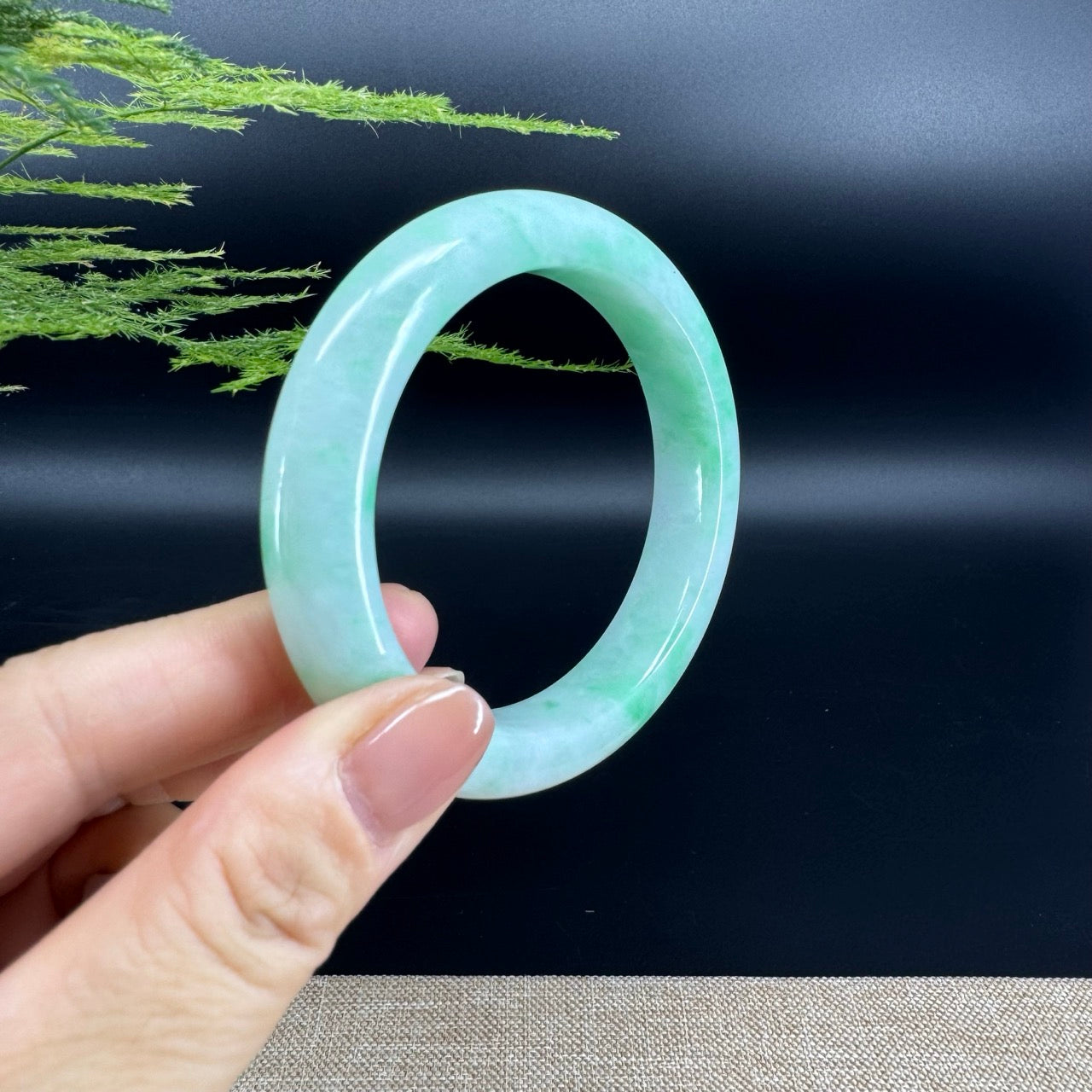 Genuine Burmese Green Jade Jadeite Bangle Bracelet (55.8mm)