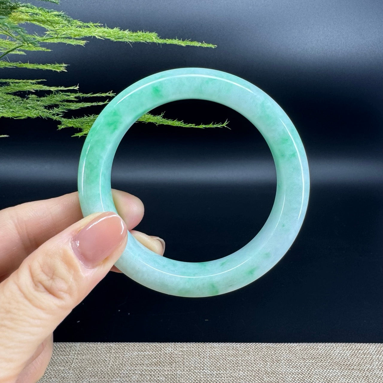 Genuine Burmese Green Jade Jadeite Bangle Bracelet (55.8mm)