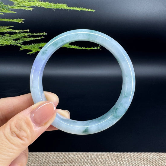 Genuine Burmese Icy Lavender Green Jade Jadeite Bangle Bracelet (59.7mm)
