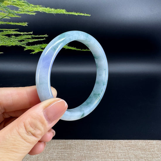 Genuine Burmese Icy Lavender Green Jade Jadeite Bangle Bracelet (59.7mm)