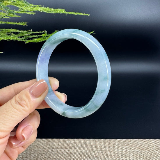 Genuine Burmese Icy Lavender Green Jade Jadeite Bangle Bracelet (59.7mm)