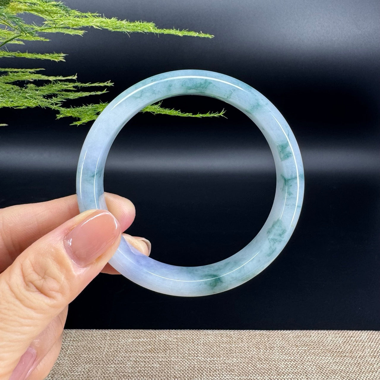 Genuine Burmese Icy Lavender Green Jade Jadeite Bangle Bracelet (59.7mm)
