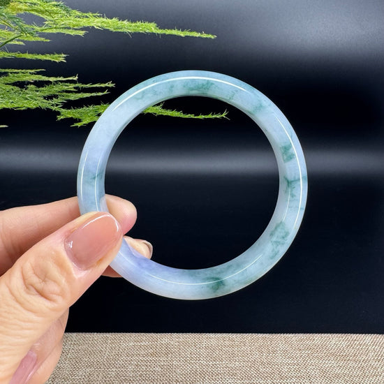 Genuine Burmese Icy Lavender Green Jade Jadeite Bangle Bracelet (59.7mm)