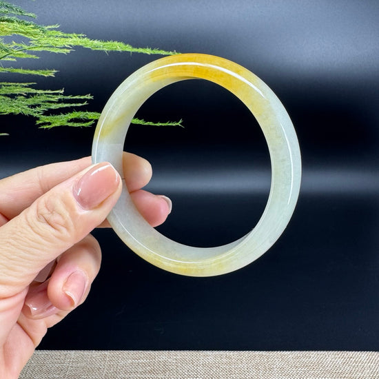 Genuine Burmese Icy Yellow Jade Jadeite Bangle Bracelet (60.2mm)