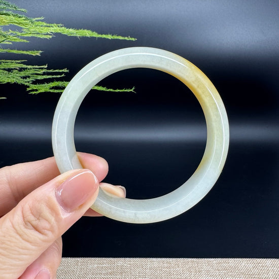 Genuine Burmese Icy Yellow Jade Jadeite Bangle Bracelet (60.2mm)