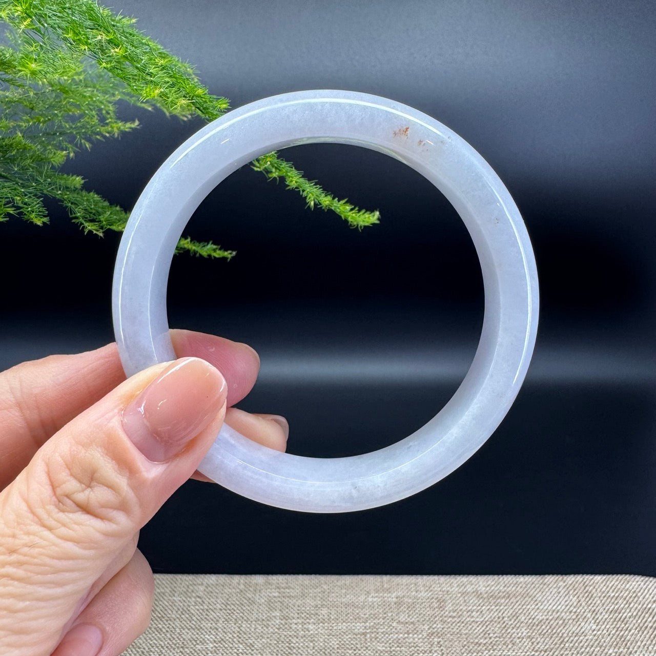 Genuine Burmese Lavender Green Jade Jadeite Bangle Bracelet ( 57.7mm )