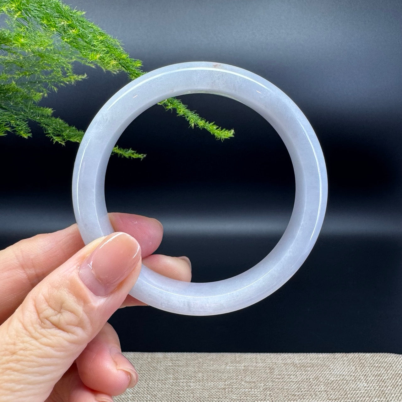 Genuine Burmese Lavender Green Jade Jadeite Bangle Bracelet ( 57.7mm )