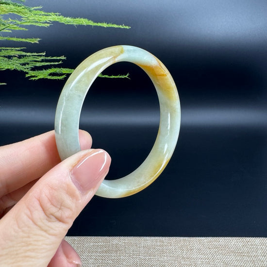 Genuine Burmese Yellow Green Jade Jadeite Bangle Bracelet ( 57.3mm )