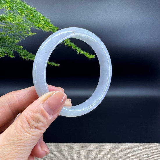 Genuine Burmese  Icy Lavender Green Jade Jadeite Bangle Bracelet ( 57.6mm )