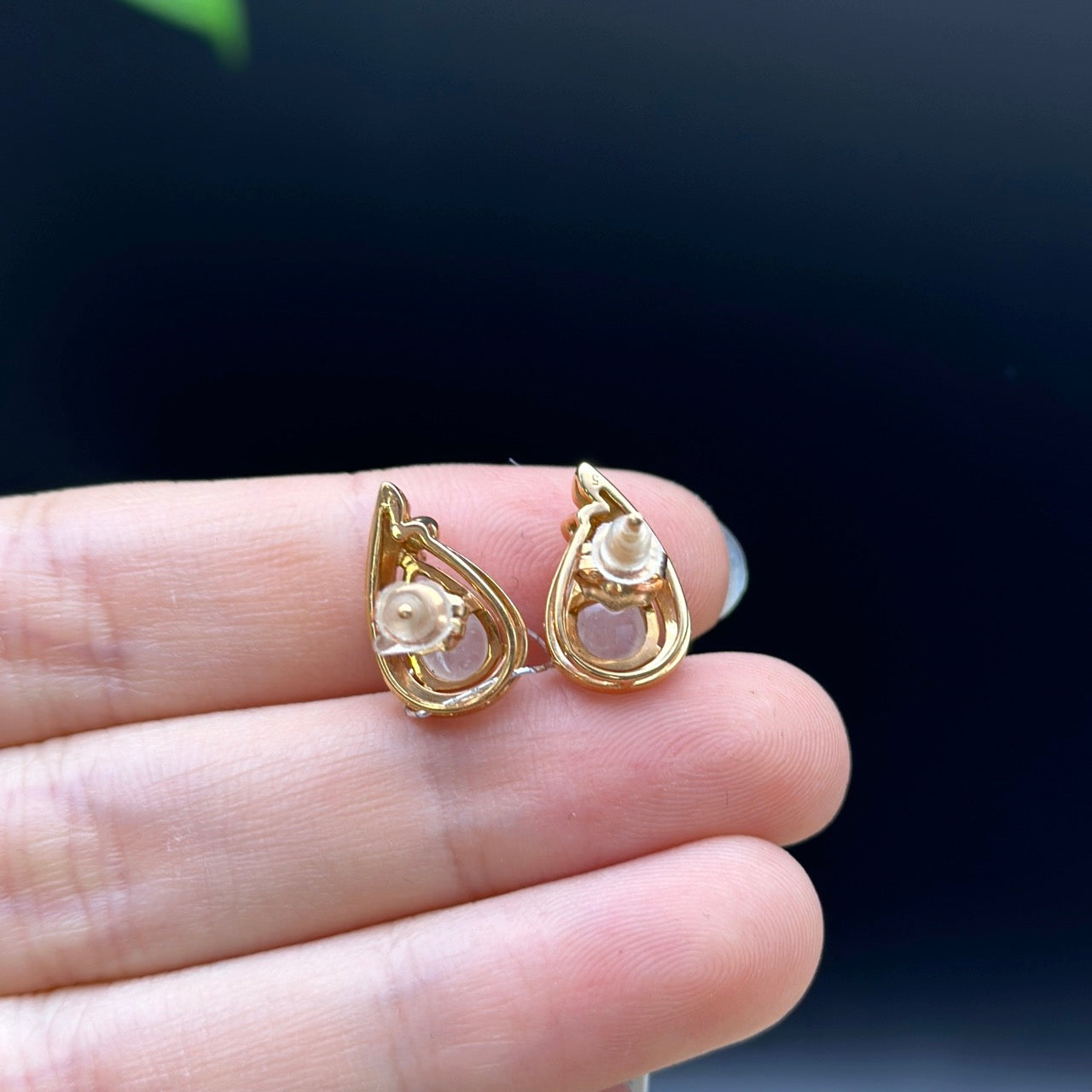 18k Rose Gold Genuine Ice Jadeite Jade Earrings With Diamonds