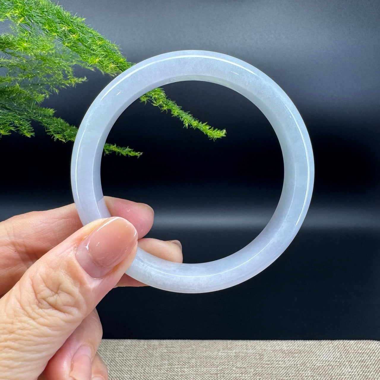 Genuine Burmese  Icy Lavender Green Jade Jadeite Bangle Bracelet ( 57.6mm )