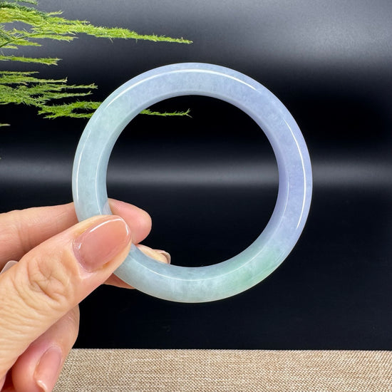 Genuine Burmese Lavender Green Jade Jadeite Bangle Bracelet ( 57.4mm )