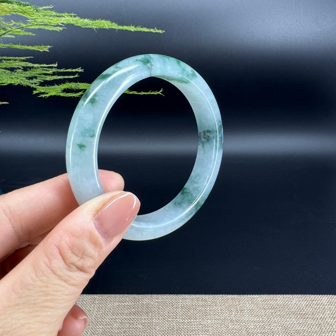 Genuine Burmese Icy Green Jade Jadeite Bangle Bracelet (58.2mm)