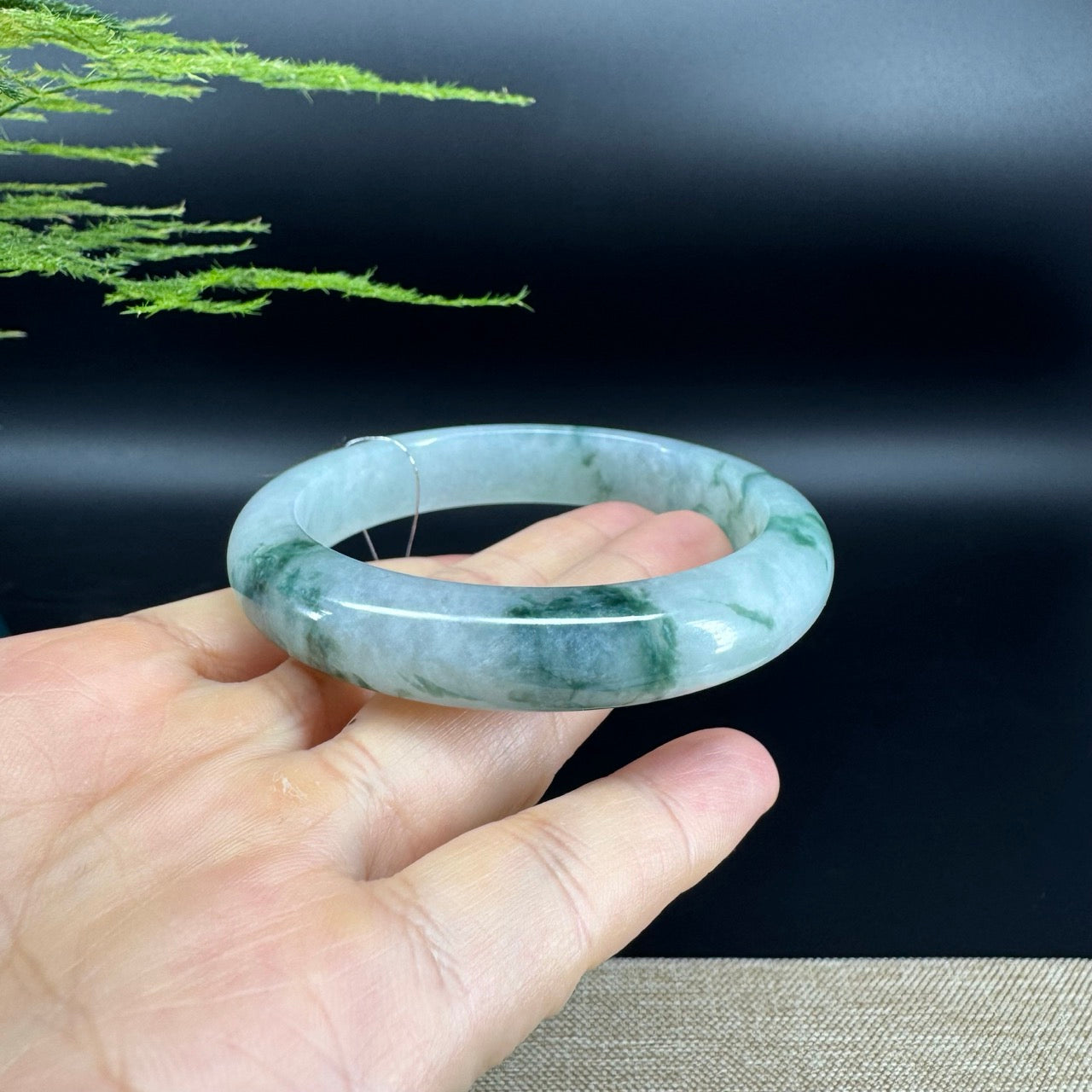 Genuine Burmese Icy Green Jade Jadeite Bangle Bracelet (58.2mm)