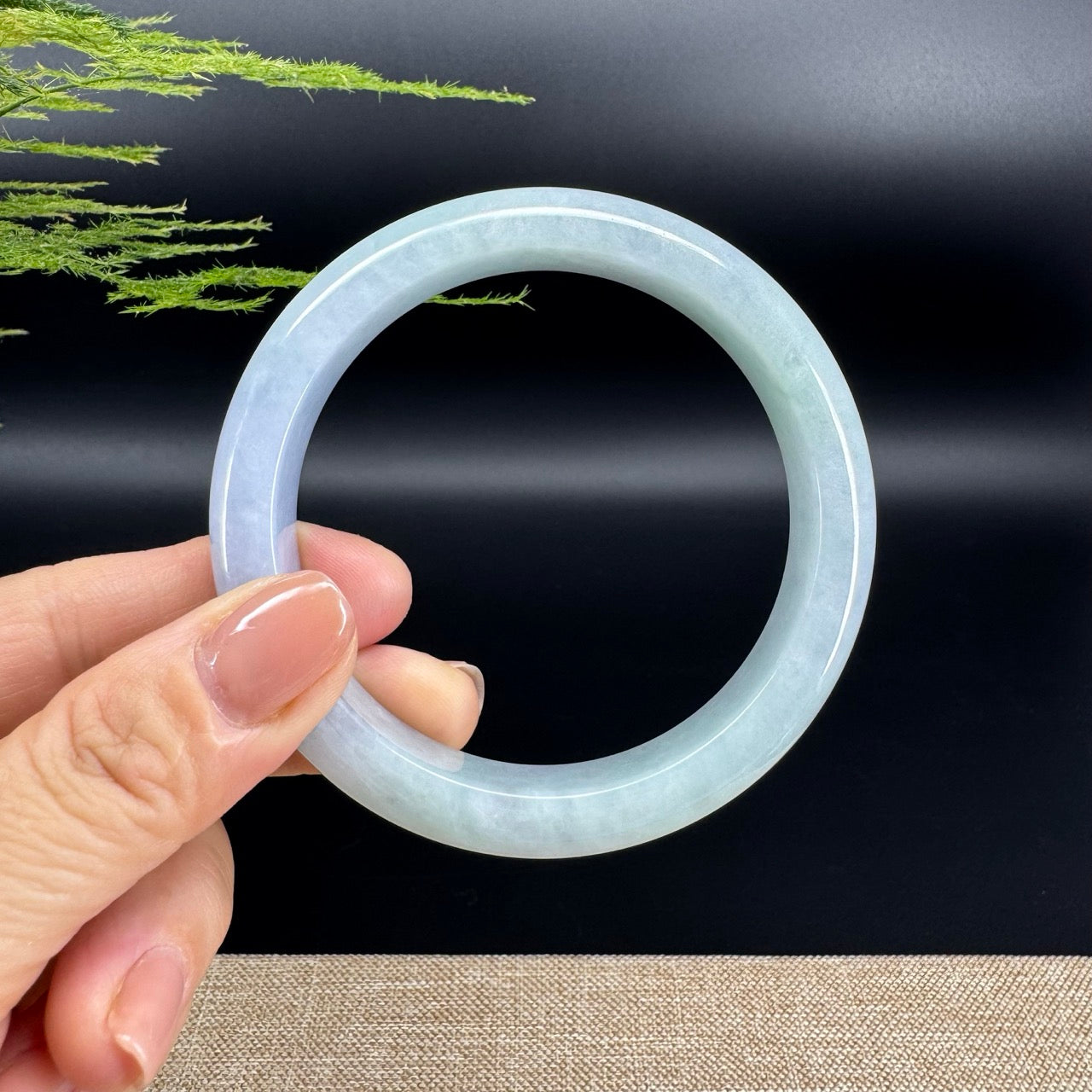 Genuine Burmese Lavender Green Jade Jadeite Bangle Bracelet ( 61.4mm )