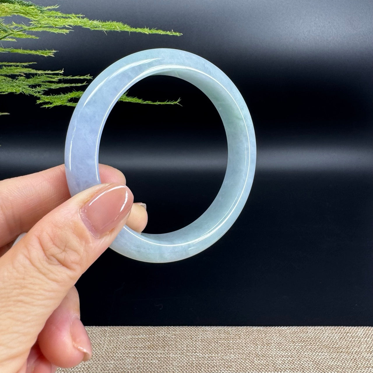 Genuine Burmese Lavender Green Jade Jadeite Bangle Bracelet ( 61.4mm )