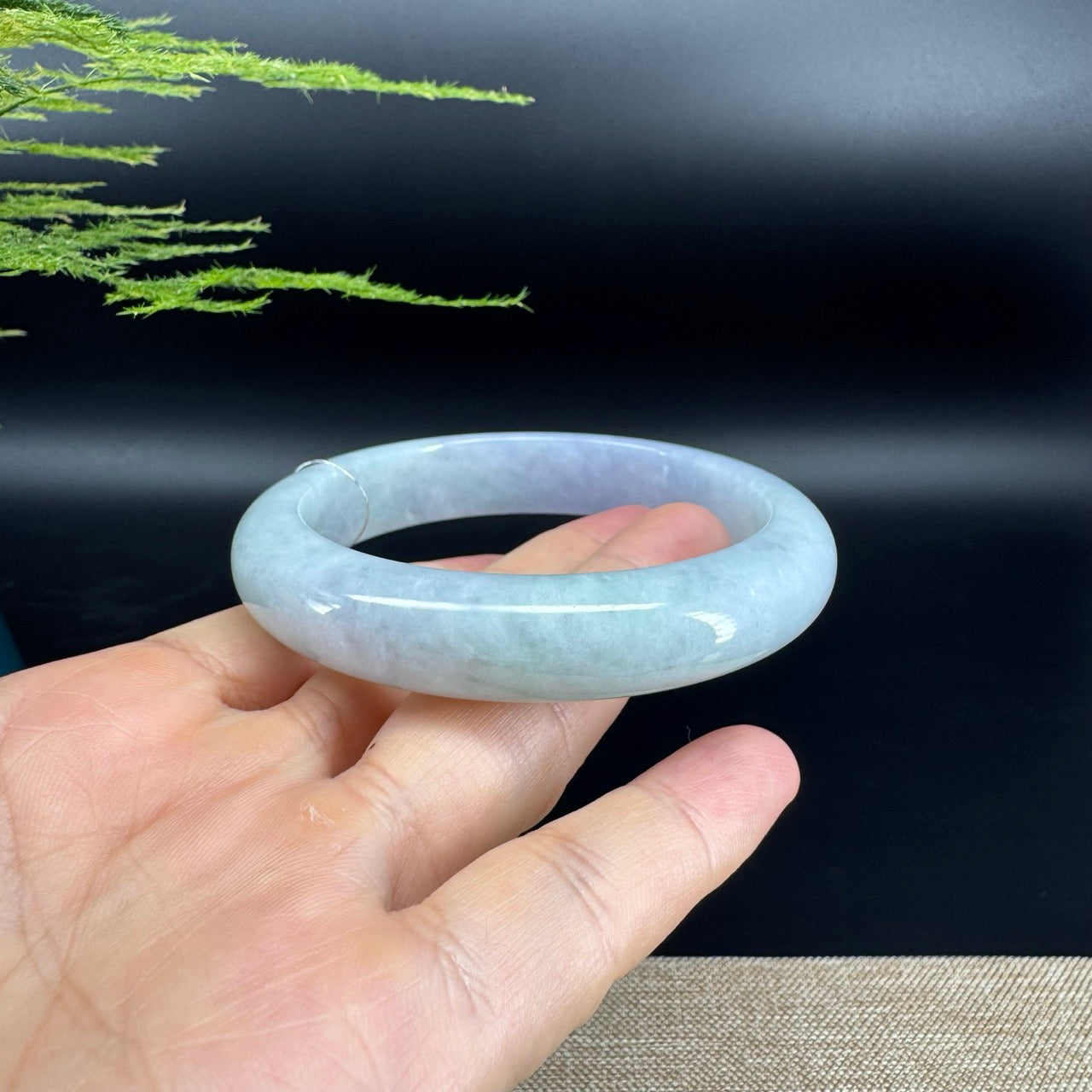 Genuine Burmese Lavender Green Jade Jadeite Bangle Bracelet ( 61.4mm )