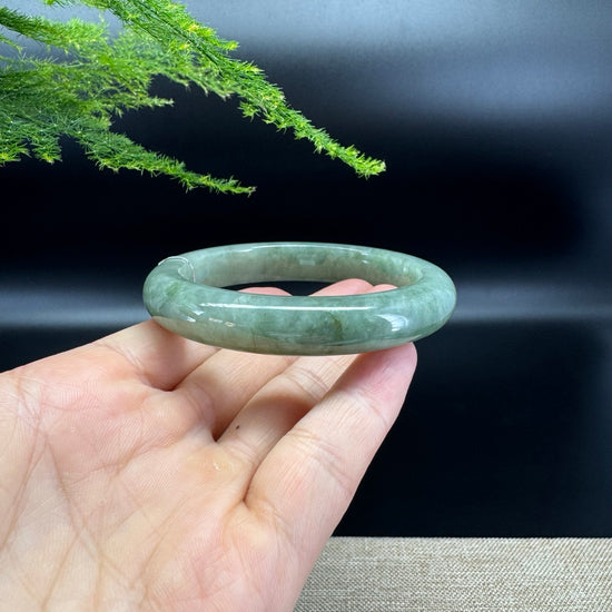 Genuine Burmese Oil Green Jade Jadeite Bangle Bracelet ( 58.7mm )