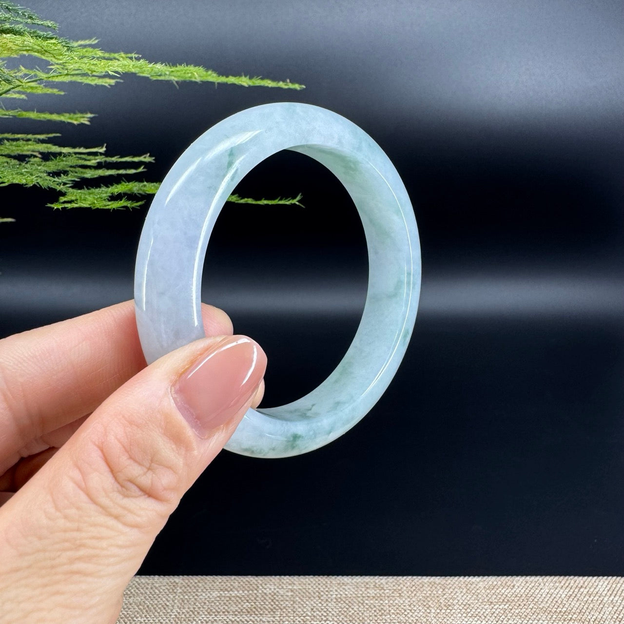 Genuine Burmese Icy Green Jade Jadeite Bangle Bracelet ( 55.4mm )