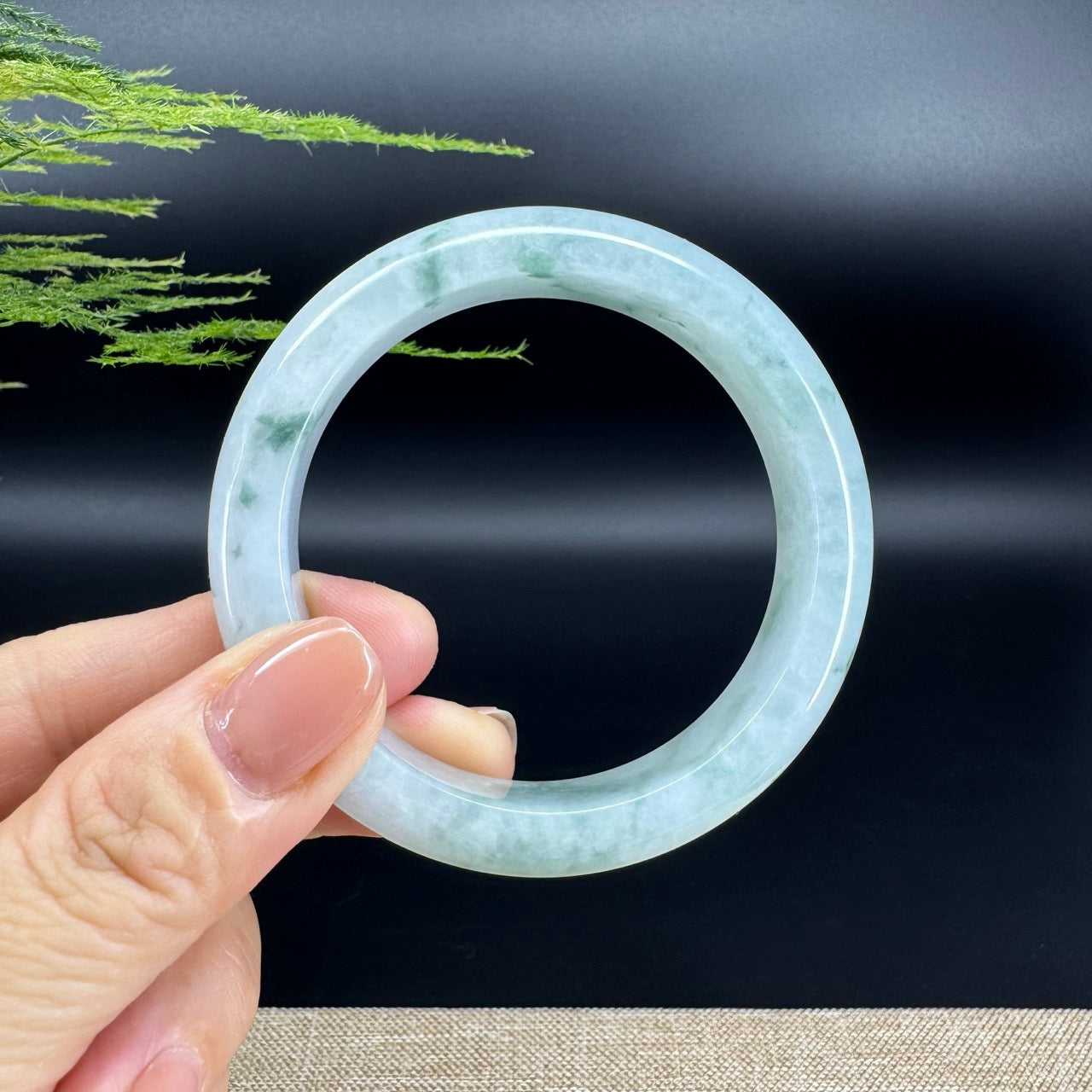Genuine Burmese Icy Green Jade Jadeite Bangle Bracelet ( 55.4mm )