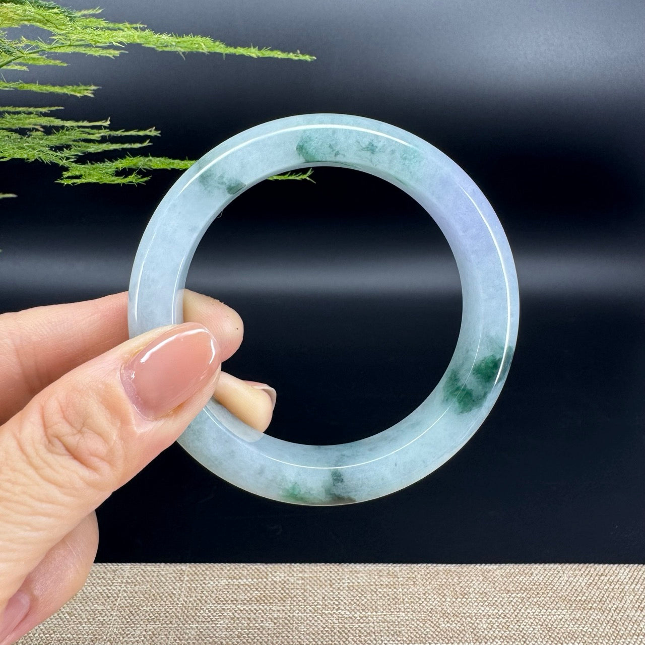 Genuine Burmese Lavender Green Jade Jadeite Bangle Bracelet ( 56mm )